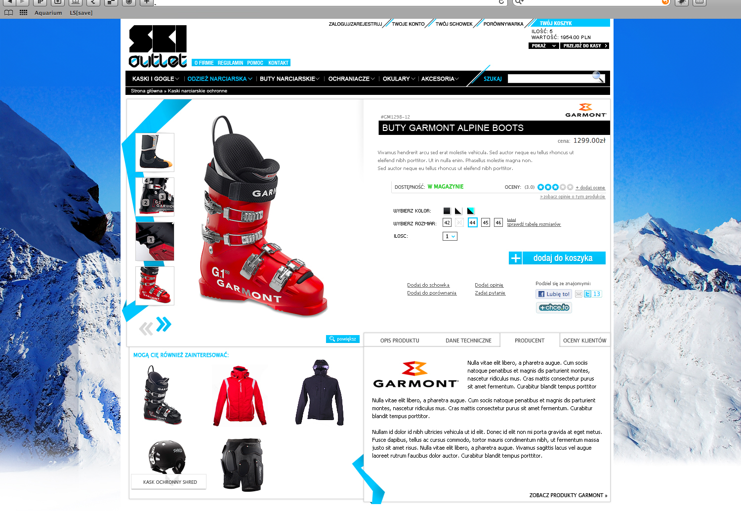 SkiOutlet Magento Projekt Graficzny - SmartMage - sklepy internetowe Magento