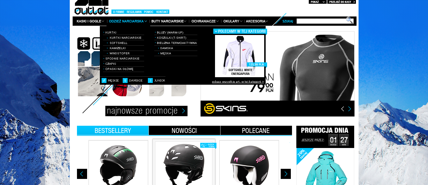 SkiOutlet Magento Projekt Graficzny - SmartMage - sklepy internetowe Magento