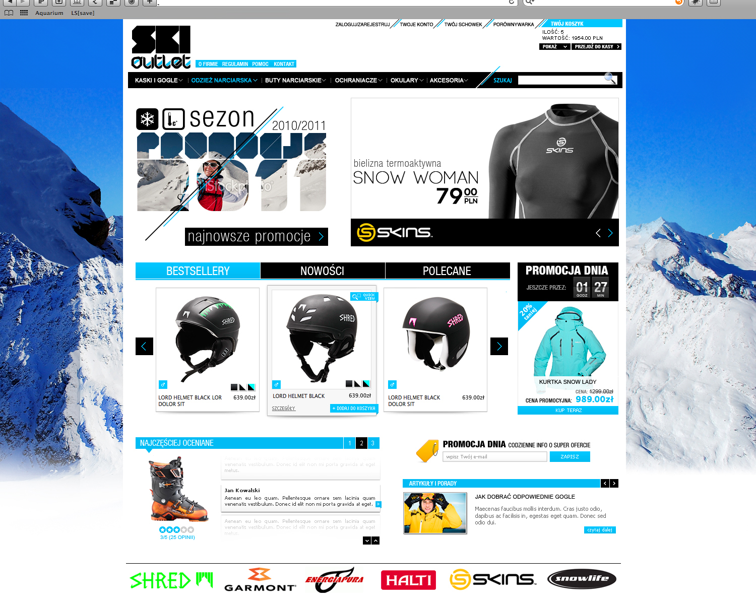 SkiOutlet Magento Projekt Graficzny - SmartMage - sklepy internetowe Magento