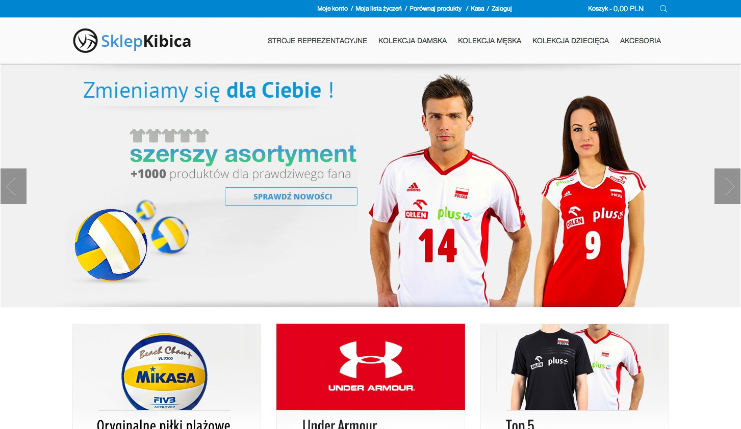 Wdrożenie sklepu Magento sklep.siatkarskaliga.pl - strona główna