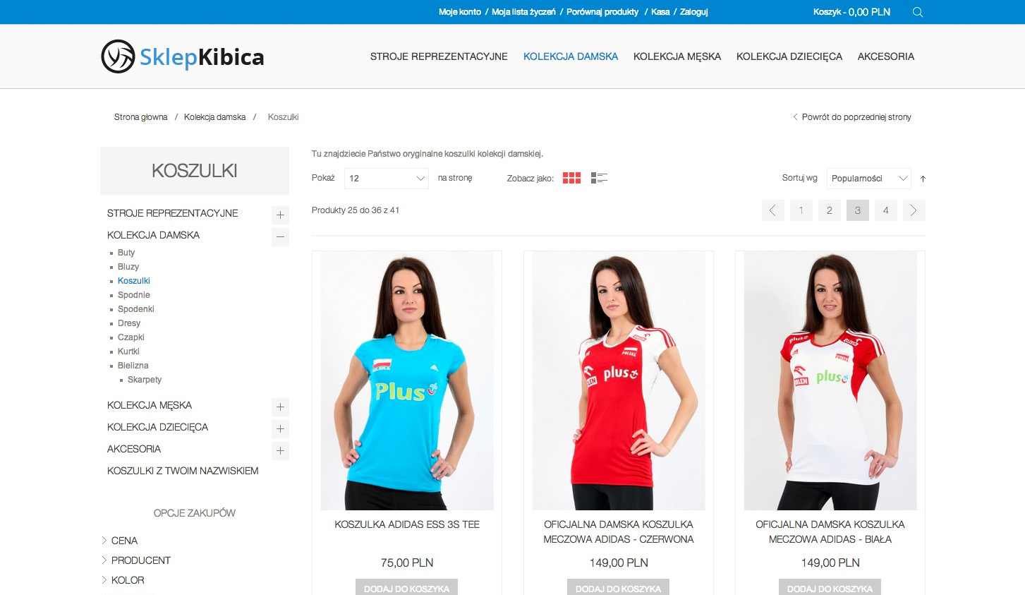Wdrożenie sklepu Magento sklep.siatkarskaliga.pl - widok kategorii