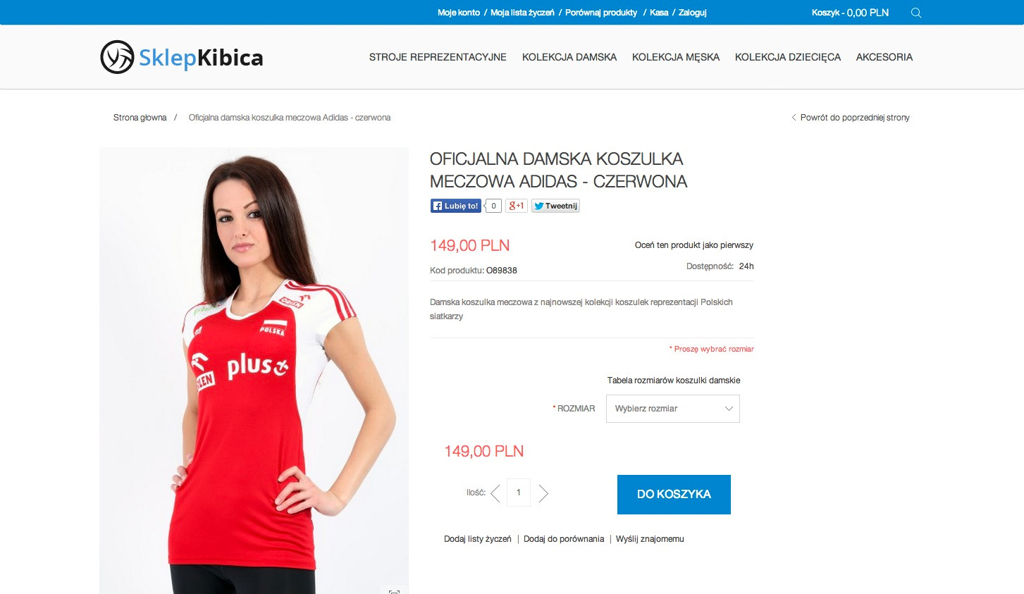 Wdrożenie sklepu Magento sklep.siatkarskaliga.pl - karta produktu