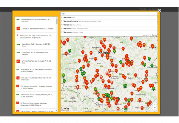 podpowiedzi przez google maps